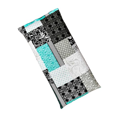 Large Microwave Heating Pad with Flax Seed, Scented or Unscented, Good For Back Pain or Cramps, Moist Heat Therapy or Ice Pack, Microwavable Bean Bag, 6" x 12" (Patchwork, Chamomile)