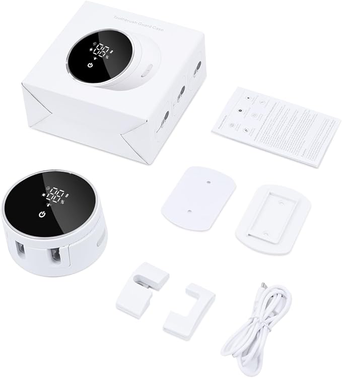 Upgraded UV Toothbrush Cleaner Holder Wall Mounted, Temracha Razor Electric Toothbrush Holder for Bathroom, LED Smart Screen, with Auto-Inductive Cover, Cleaning and 60-Degree Drying, for Home, Travel