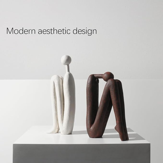 Decorative Bookends for Heavy Books, Thinker Statue Book Holders for Shelves & Office Desk, Abstract Decor Aesthetic Book Ends Stoppers, Modern Bookshelf Decoration
