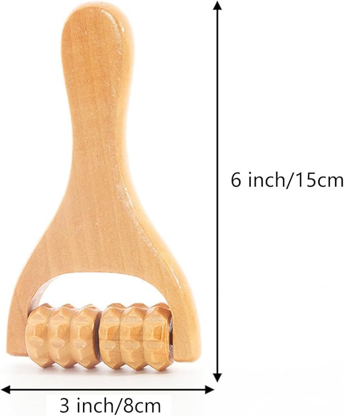 Wood Massage Roller Tools,Body and Face Roller, Handheld Wooden Total Body Massager,Wooden Massager Tool,1 Pieces.