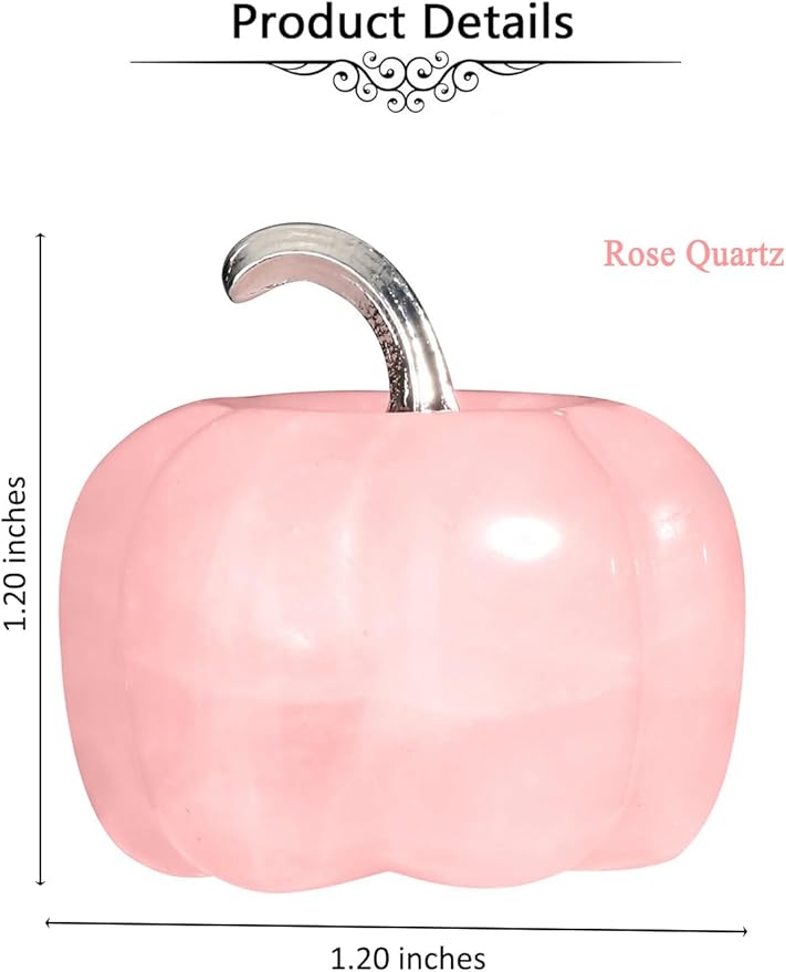Jovivi Rose Quartz Crystal Pumpkin Figurine, 1.2" Mini Carved Gemstone Pumpkin Statue Decor Healing Stones Decorative Ornaments for Fall Harvest Thanksgiving Halloween Decorations Home Decor