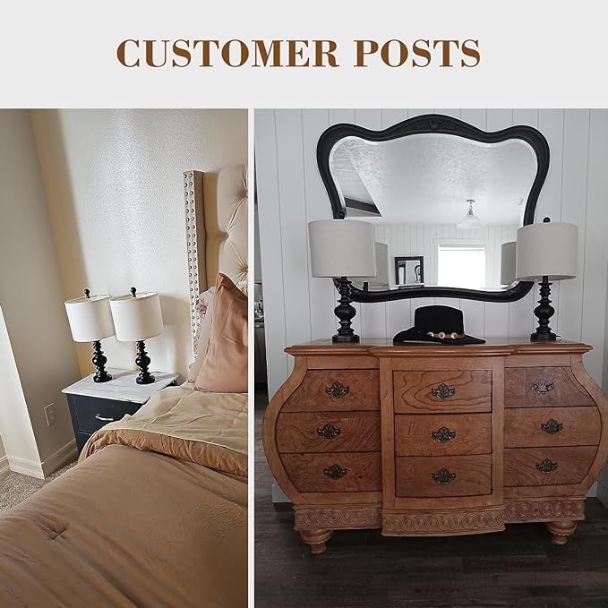 BOBOMOMO 20" Table Lamp Set of 2 for Bedroom Living Room Vintage Rustic Traditional Nightstand Bedside Lamps(Suitable for Decorating Small Areas)