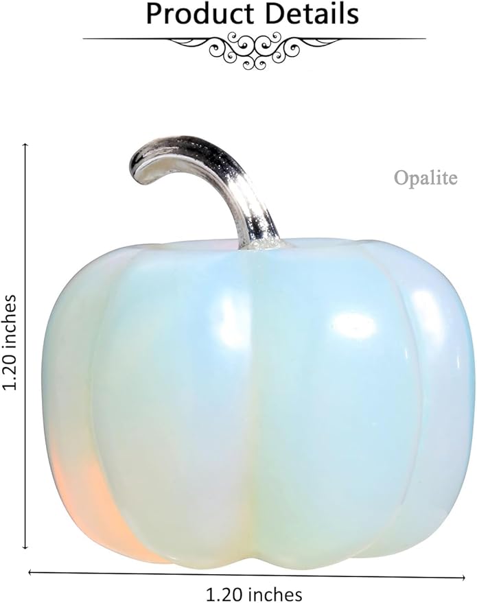 Jovivi Opalite Crystal Pumpkin Figurine, 1.2" Mini Carved Gemstone Pumpkin Statue Decor Healing Stones Decorative Ornaments for Fall Harvest Thanksgiving Halloween Decorations Home Decor