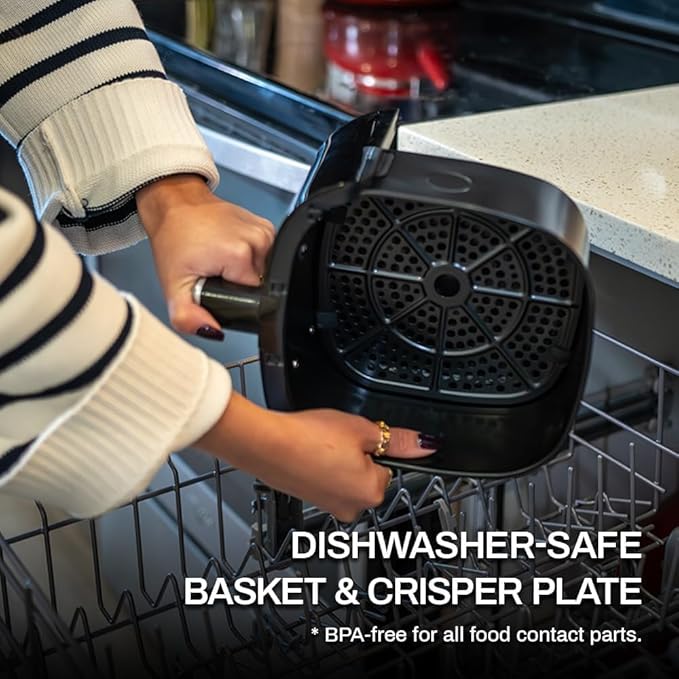 Air Fryer 3.8 Quarts for 1-2 people, 8-in-1 Functions, Air Fry, Roast, Bake, Broil, Preheat, Shake, Digital Small Air Fryer, Nonstick Dishwasher-Safe Basket, Compact Air Fryers, Black