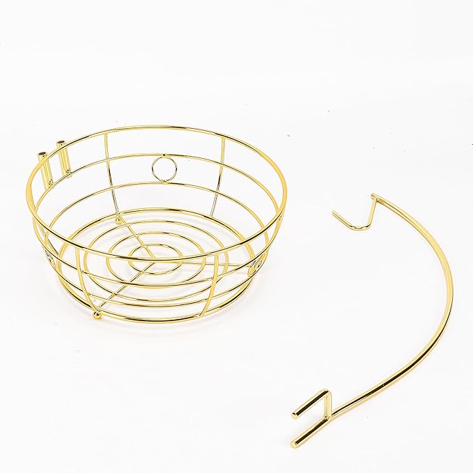 Livabber Countertop Fruit Basket Bowl with Banana Hanger, Modern Standing Fruit Vegetable Bowl Storage, with Banana Tree Holder for Kitchen Dinning Table (Round Metal, Gold)