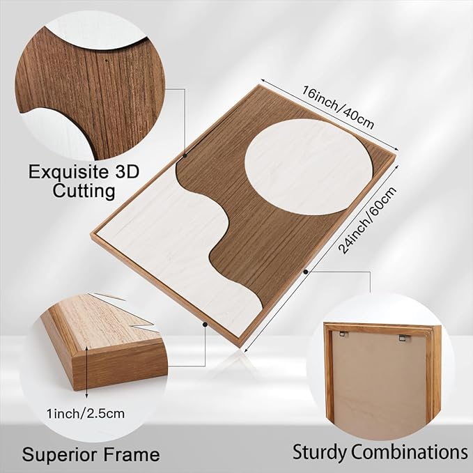 Large Abstract Brown and Beige Wall Art Set Modern Geometric Wood Grain Wall Decor Minimalist Neutral Mid Century Artwork Bohemian Art Decor for Living Room Bedroom Office-16x24Inch x3