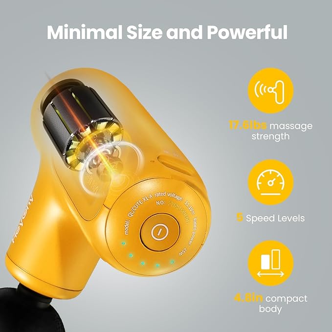 Massage Gun Mini, Electric Muscle Massager Deep Tissue, Compact Travel Size Handheld Percussion Massage Gun for Back, Shoulders, Full Body Recovery and Pain Relief, Birthday Gifts for Men Women