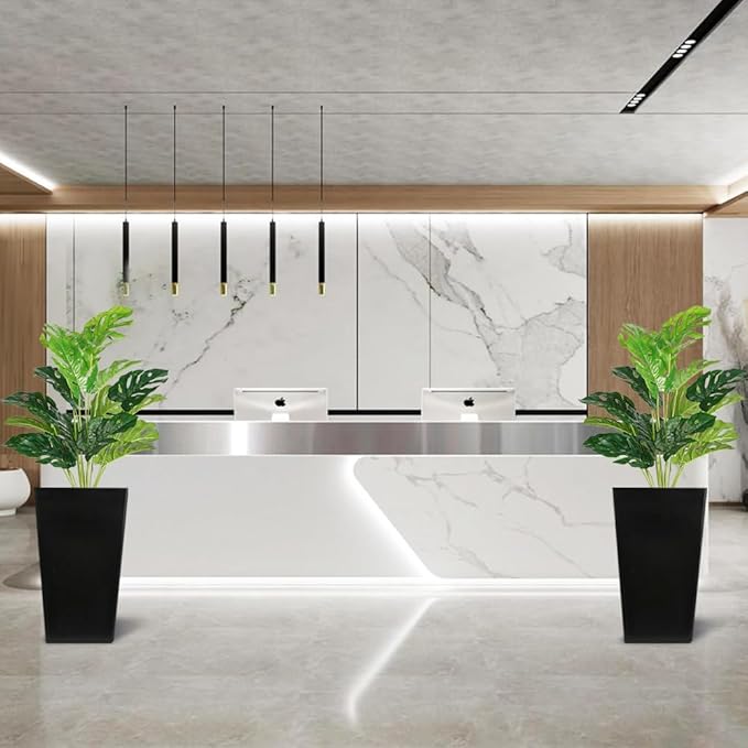 Melorca&Guilla Artificial Plants 2PCS 30“Large Fake Monstera Plants,Faux Tropical Palm Plant,Tall Artificial Tree Greenery Shrubs Bushes for Garden Porch Window Box Shop Office Home Décor