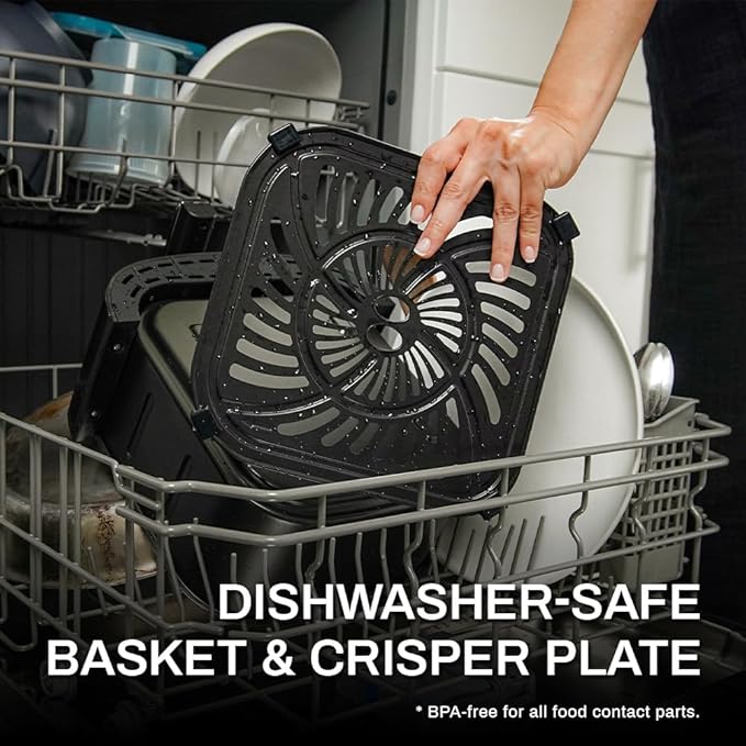 Air Fryer 6.8 Quarts, 10-in-1 Functions, Air Fry, Roast, Bake, Broil, Dehydrate, Large & Compact Air Fryers, Nonstick & Dishwasher-Safe Airfryer Basket, Stainless Steel Air Fryer, Easy to Use