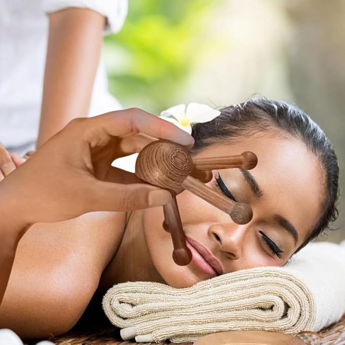 Wooden Trigger Point Massage Tool,Spider Shape 5 Legs Massager,Scalp Massager Scraping Tool for Back,Neck,Shoulder and More