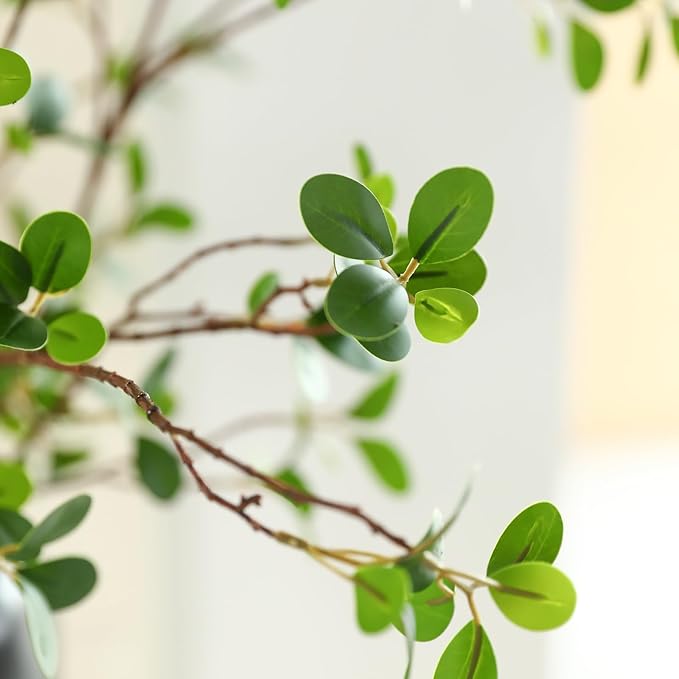 ucky Artificial Realistic Eucalyptus Stems,Decoration Greenery Stems ,43 Inch 4 Pcs, Realistic Touch Flexible Branches, Green Fake Plant, for Home Decor Tables Vases Garden Decoration
