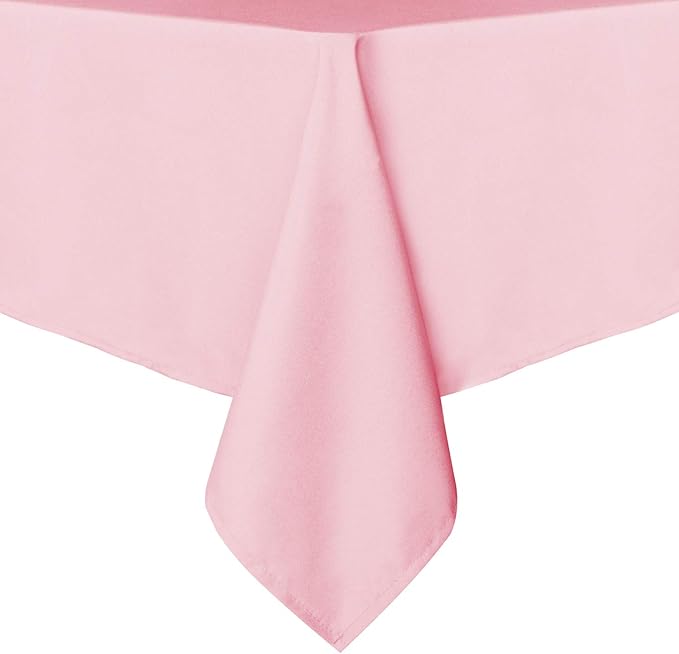 sancua Rectangle Tablecloth - 54 x 54 Inch - Stain and Wrinkle Resistant Washable Polyester Table Cloth, Decorative Fabric Table Cover for Dining Tables, Buffet Parties and Camping, Pink