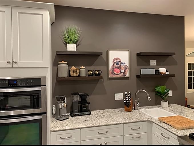 Joel's Antiques - 42 Inch Wooden Floating Shelves for Wall - 42x8x2 in - Made of Natural Wood - Heavy Duty Rustic Wall Shelves for Bedroom - Perfect for Living Room, Kitchen - Mocha