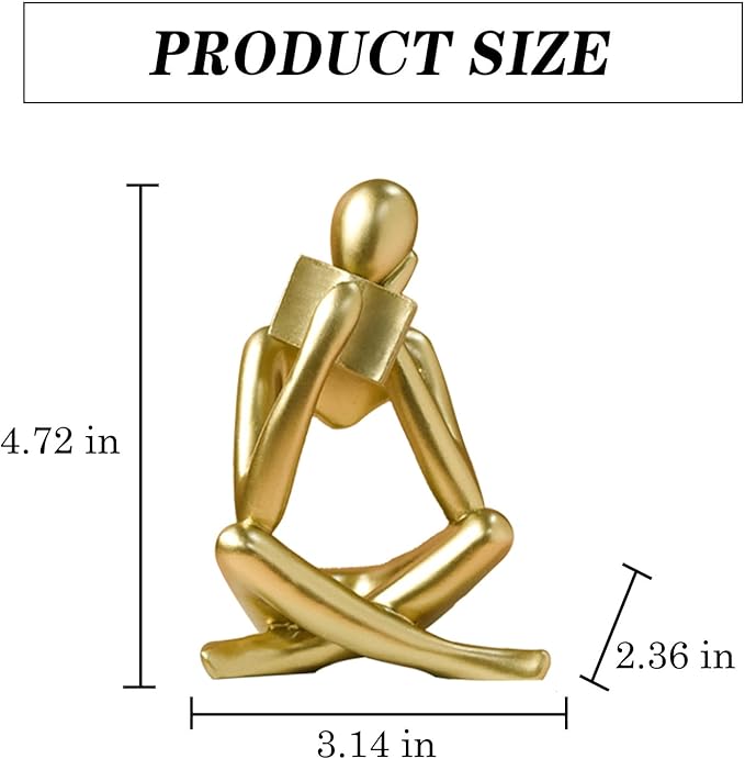 Bookshelf Decor Thinker Statue - Abstract Style Thinker Sculptures Modern Aesthetic Figurine Decoration Statues for Home Decor-Right Thinking-Gold