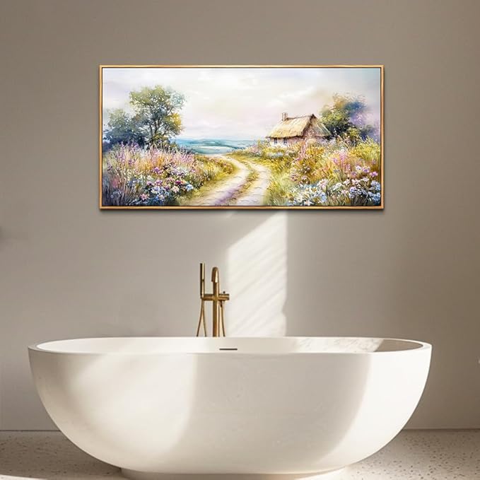 ZUITINGHUA Wood Framed Canvas Wall Art For Living Room Wall Decor For Bedroom Office Wall Decoration Country Road Landscape Paintings Farmhouse Pictures Artwork Room Aesthetic Home Decor 20x40 In