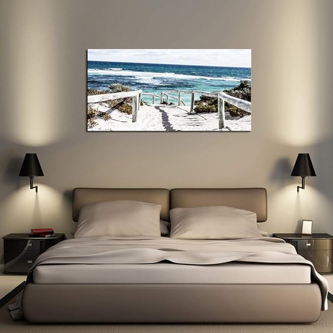 DZL Art S74250 Rottnest Island Beach Seascape Painting Sea Nature Pictures Wall Art Canvas Prints Painting Ready to Hang for Living Room Bedroom Decor Office Wall Decor Home Decoration