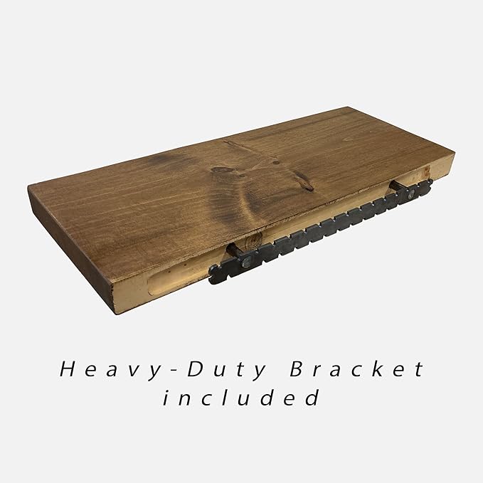 URBANDI, Rustic Floating Shelves, Set of 2, Hidden Bracket, Solid Wood, Heavy Duty, Wall Mounted Shelves, (Dark Brown, 48Wx6D)