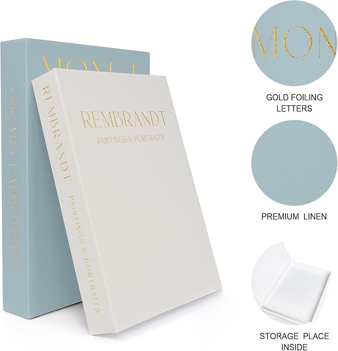 Linen Decorative Books for Home Decor,Set of 2 Aesthetic Faux Decor Book for Decoration,Fake Books for Bookshelf,Keepsake Storage Box (Blue & Beige)