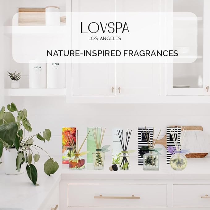 LOVSPA Reed Diffuser Set, Heirloom Pumpkim Scented Oil Diffuser with Sticks, Home Fragrance Accessories for Bathroom Shelf Decor, Aroma Diffusers for Home or Office Fall Decor, USA Made