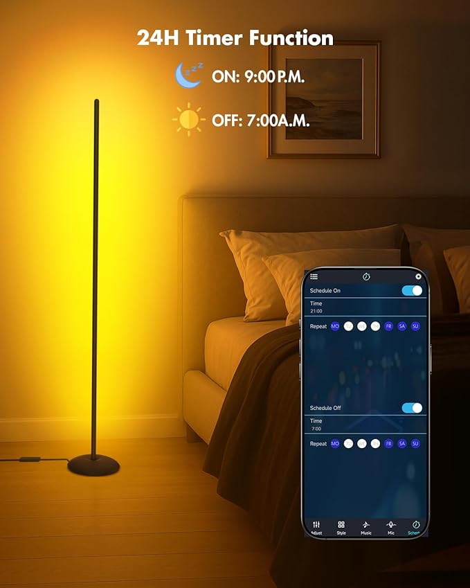 Corner Floor Lamp - 2 Pack LED Corner Lamp with App/Remote/Button Control, Smart LED Floor Lamp with Music Sync and 16 Million Colors, Color Changing Standing Lamp for Living Room, Bedroom