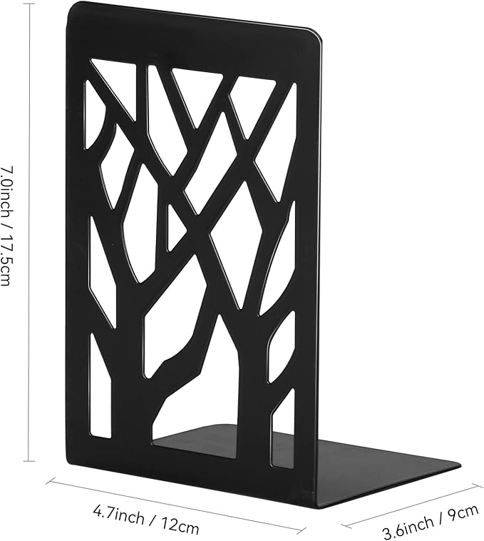 Book Ends, Bookends, Bookends for Shelves, Bookend, Book Ends for Heavy Books, Black Metal Book Shelf Holder Home Decorative, Book Stoppers for Shelves 2 Pair