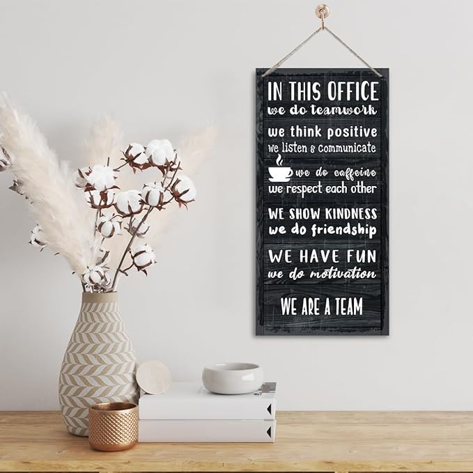 We Are A Team Office Signs Decor, In This Office Sign, Hanging Wood Sign Office Décor, Motivational Quotes Wall Décor, Office Wall Art, Human Resources Office Wall Décor, Team Gift, Gift for Leader A1