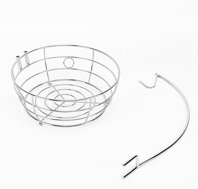 Livabber Countertop Fruit Basket Bowl with Banana Hanger, Modern Standing Fruit Vegetable Bowl Storage, with Banana Tree Holder for Kitchen Dinning Table (Round Metal, Chrome)