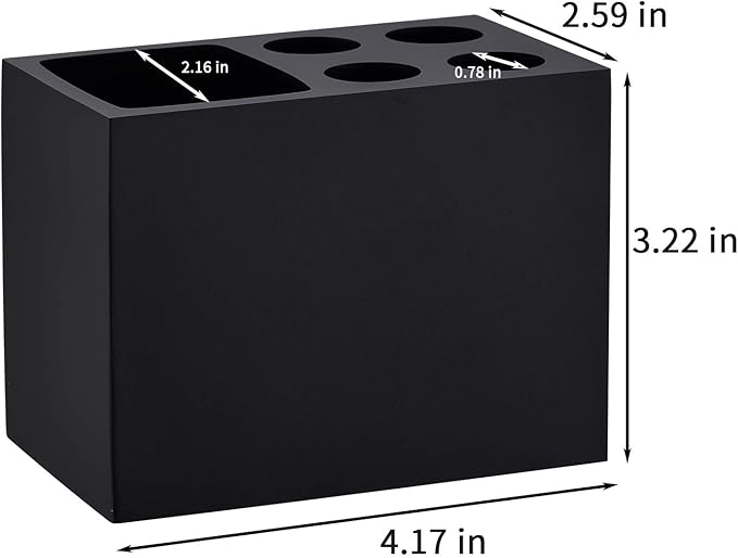 Resin Black Toothbrush Holder JINCROP, 5 Slots Toothbrush Holder Matte Black Bathroom Storage Stand Dispenser Organizer Set for Toothbrushes, Make-up Brushes and More, (Matte Black)