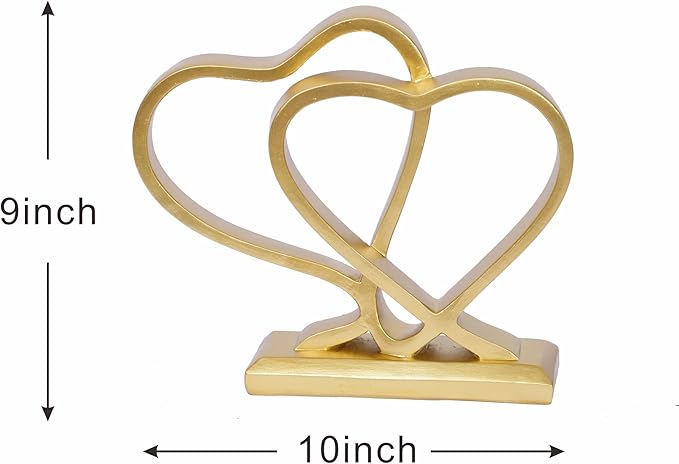Gold Heart Sculpture for Living Room Decor Heart Decoration Gift for Her and Him Love Wedding Anniversary Couples Gift Modern Heart Statue for Home Coffee Table Dining Table Centerpiece Birthday Gift