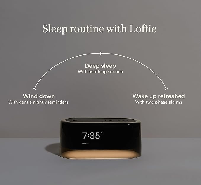 Loftie Alarm Clock with Sound Machine – Smart Alarm Clock with Light, White Noise, Bluetooth Speaker, Night Light Sound Machine, 100+ Sounds, Blackout Mode, No WiFi Mode, Optional Subscription -Coffee