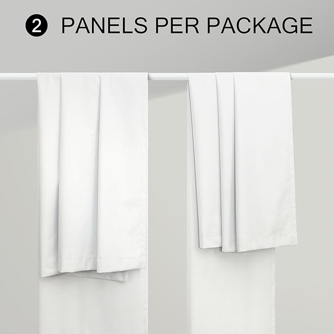 100% Blackout White Elegant Curtains 94 Inch Long 2 Panel for Living Room/Sunroom Thermal Insulated Darkening Curtains for Bedroom Windows Noise Cancelling Soundproof Farmhouse Drapes Office Back Tab