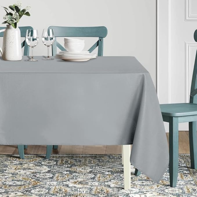 sancua Rectangle Tablecloth - 70 x 90 Inch - Stain and Wrinkle Resistant Washable Polyester Table Cloth, Decorative Fabric Table Cover for Dining Tables, Buffet Parties and Camping, Silver Grey