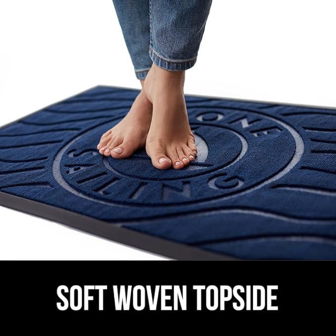 GORILLA GRIP 100% Waterproof All-Season WeatherMax Doormat US Designed Natural Rubber, Stain and Fade Resistant, Low Profile Indoor Outdoor Door Mats, Easy Clean Patio Mat, 17x29, Blue Sailing
