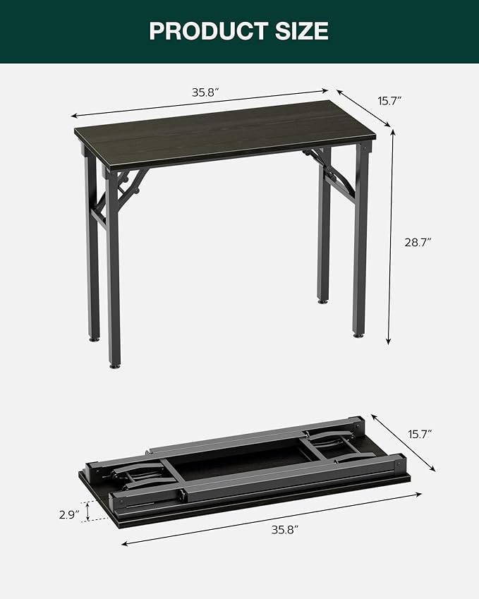 Frylr Small Folding Computer Desk β Portable 35.8 Inch Foldable Laptop Table, Collapsible and Compact for Easy Storage and Fast Setup, Lightweight for Small Spaces, Craft and Study Use, Dark Oak