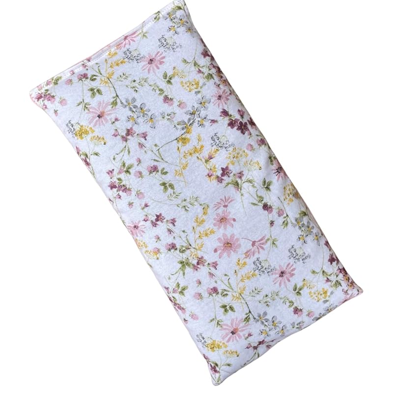Large Microwave Heating Pad with Flax Seed, Scented or Unscented, Good For Back Pain or Cramps, Moist Heat Therapy or Ice Pack, Microwavable Bean Bag, 6" x 12" (Flannel Floral, No Added Herbs)