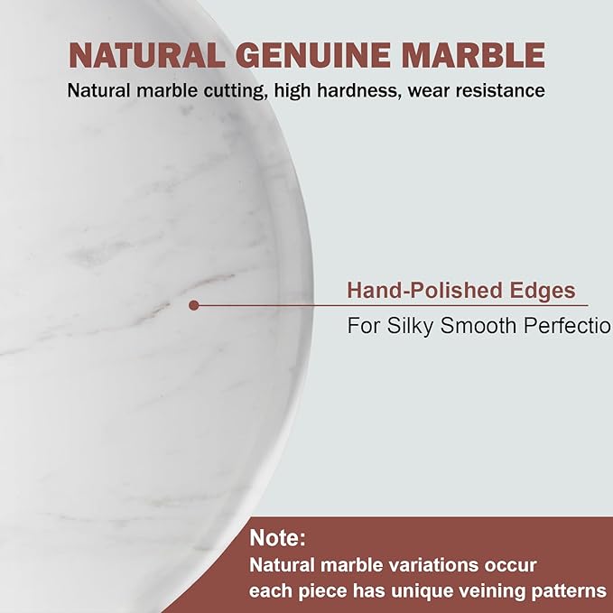 Natural Round Marble Tray - Luxury Decorative Serving Tray for Coffee Table, Bathroom Vanity, Dresser & Kitchen Countertop - Stone Organizer for Jewelry, Perfume, Candle, Home Decor(Volakas)