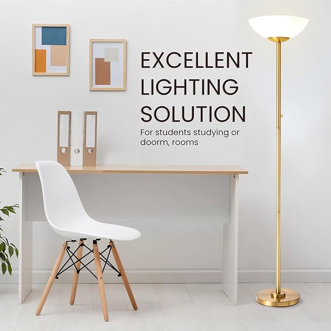 Super Bright Floor Lamp 8000LUMEN - DIMMABLE 30K Energy-Efficient Standing Lamp with Cement Base - for Living Room and Bedroom - Matte Finish, Modern and Elegant Design (Black)