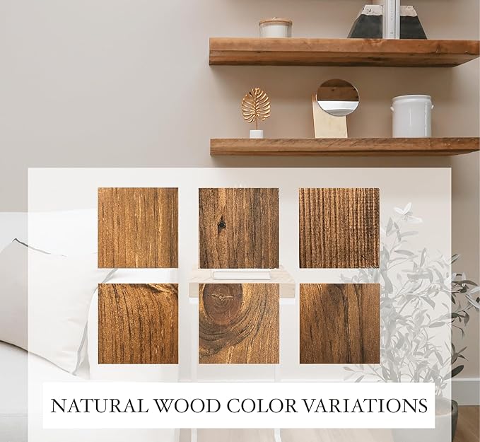 URBANDI, Rustic Floating Shelves, Set of 2, Hidden Bracket, Solid Wood, Heavy Duty, Wall Mounted Shelves, (Provincial, 48Wx12D)