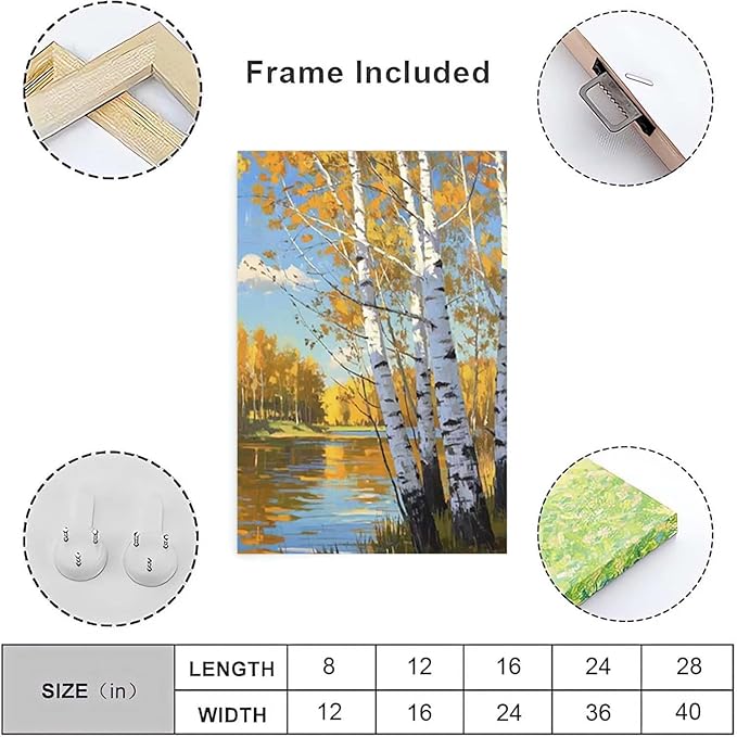 Poplar trees beside the blue sky and white clouds are suitable for living rooms bedrooms and offices Landscape posters and wall paintings