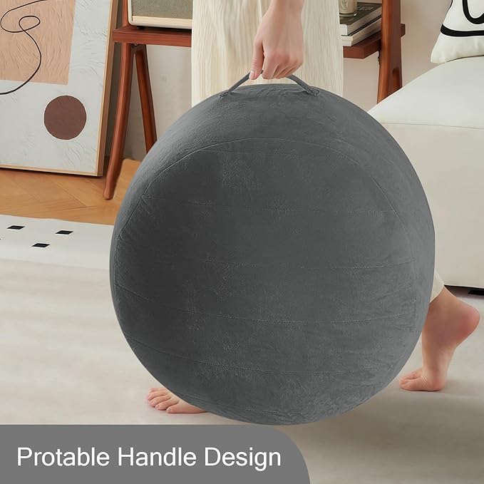 MeMoreCool Round Stuffed Pouf Ottoman Foot Rest, Floor Pouf Foot Stool with Soft Foam Chunk Filling, Small Round Ottoman Footstool Circle Footrest for Living Room, Dark Grey