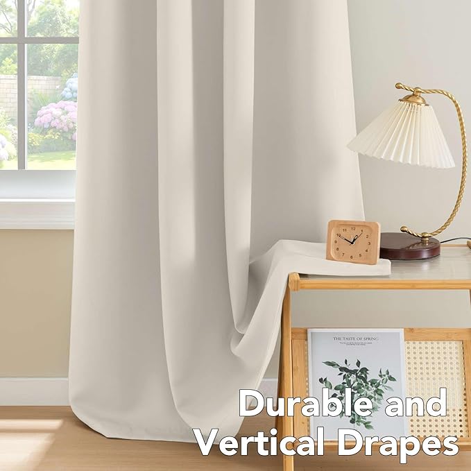 H.VERSAILTEX Room Darkening Curtains for Living Room Light Reducing Thermal Insulated Window Treatment Panels/Drapes Grommet Top 2 Panels (Ivory - 52 x 72 Inches)