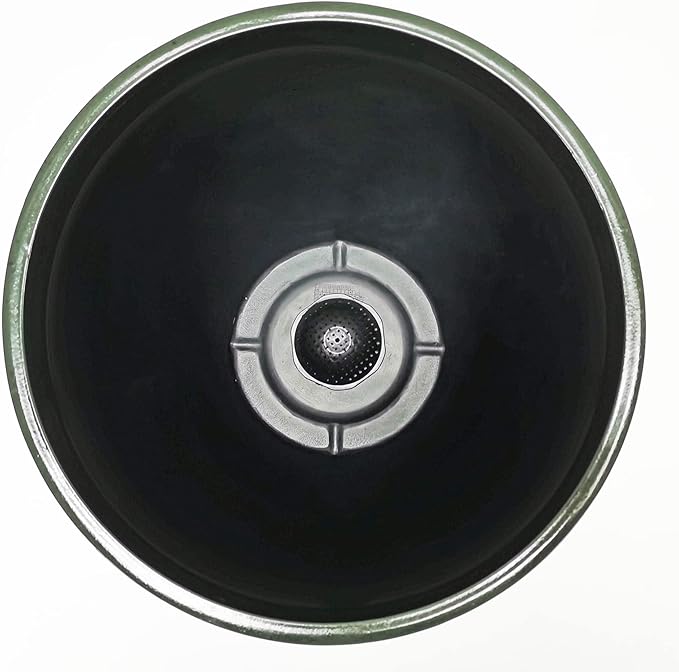 FixtureDisplays® Garden Green Plastic Round 11.8 Inches Diameter 11.8 Inches Tall Planter Resin Glazed Faux Ceramic Flower Pots Drainage Hole with Saucer Decorative Pot 15675-NF