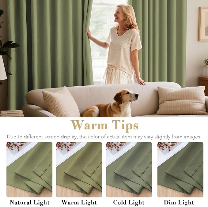 H.VERSAILTEX Premium Blackout Thermal Insulated Room Darkening Curtains for Bedroom/Living Room - Classic Grommet Top (2 Panels, Sage, 52 Inch by 96 Inch)