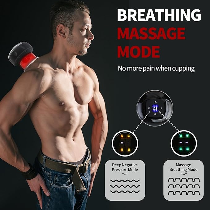 Smart Cupping Massage Therapy Set 2 Pcs, Electric Therapy Massager Kit, Therapy Device, Gua Sha Massage Tool for Pain Relief, Neck Shoulder Back Muscle Soreness (Black)