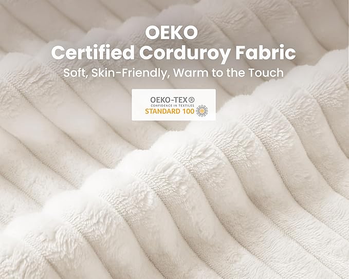 Oversized Modular Sofa, Extra Deep Cloud Corduroy Sectional Couch with Ottoman Chaise, Fluffy Chenille 3 Seater Sofa for Living Room, Villa (Basic 3 Seater, Corduroy White)