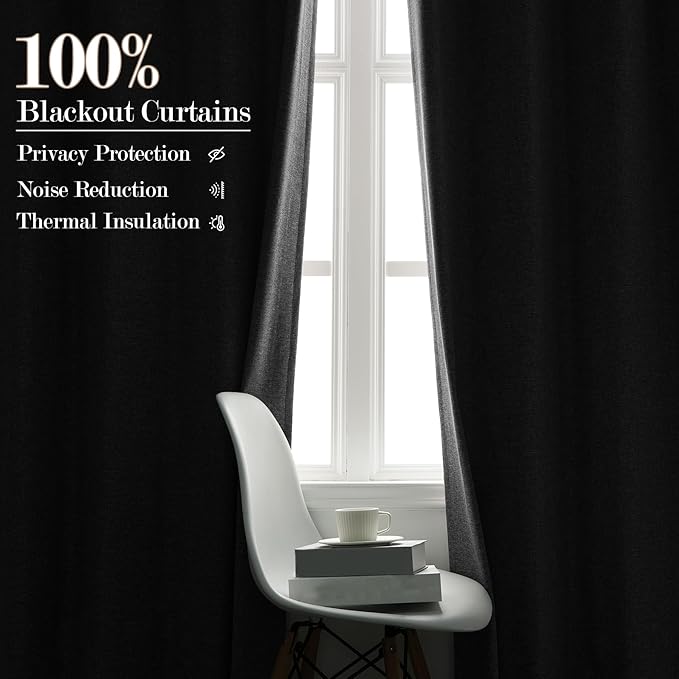100" W x 84" L Faux Linen Room Divider Curtains, Full Blackout Pinch Pleated Drapes for Traverse Rod, Bedroom Divider Privacy Drapery with Hooks for Ceiling Track, 1 Panel, Light Grey
