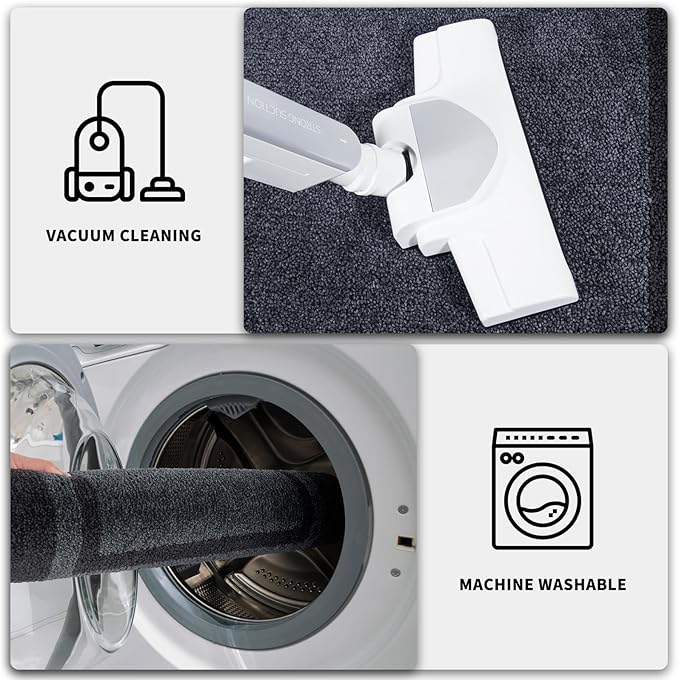 PURRUGS Dirt Trapping Door Mat 24" x 70", Non-Slip/Skid Machine Washable Entryway Rug, Shoes Scraper, Area Rug, Super Absorbent Welcome Mat for Muddy Wet Shoes and Paws, Bluish Grey & Charcoal