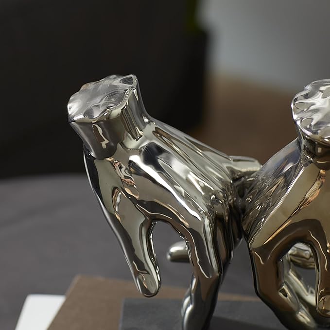 Deco 79 Polystone Hands Decorative Sculpture Home Decor Statue, Accent Figurine 7" x 4" x 8", Silver