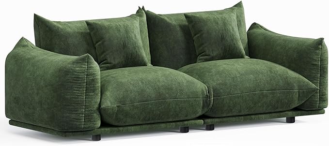 Modern Minimalist Chenille Modular Sectional Sofa, Oversized Couch and Loveseat Set with Thick Cushions, Upholstered Sofa for Small Spaces, Living Room, Bedroom, Office, Apartment(Green,75" Loveseat)