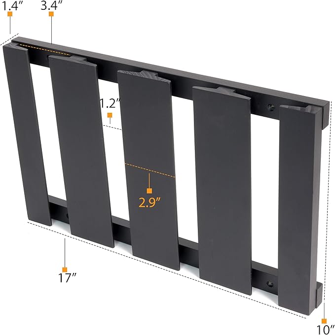 Rustic State Eze 4 Sectional Wood Under Cabinet Wine Glass Holder Wine Glass Rack Hanging Shelf Stemware Bar Organizer - 12 Wine Glass Storage - 10 Inch Deep - Black